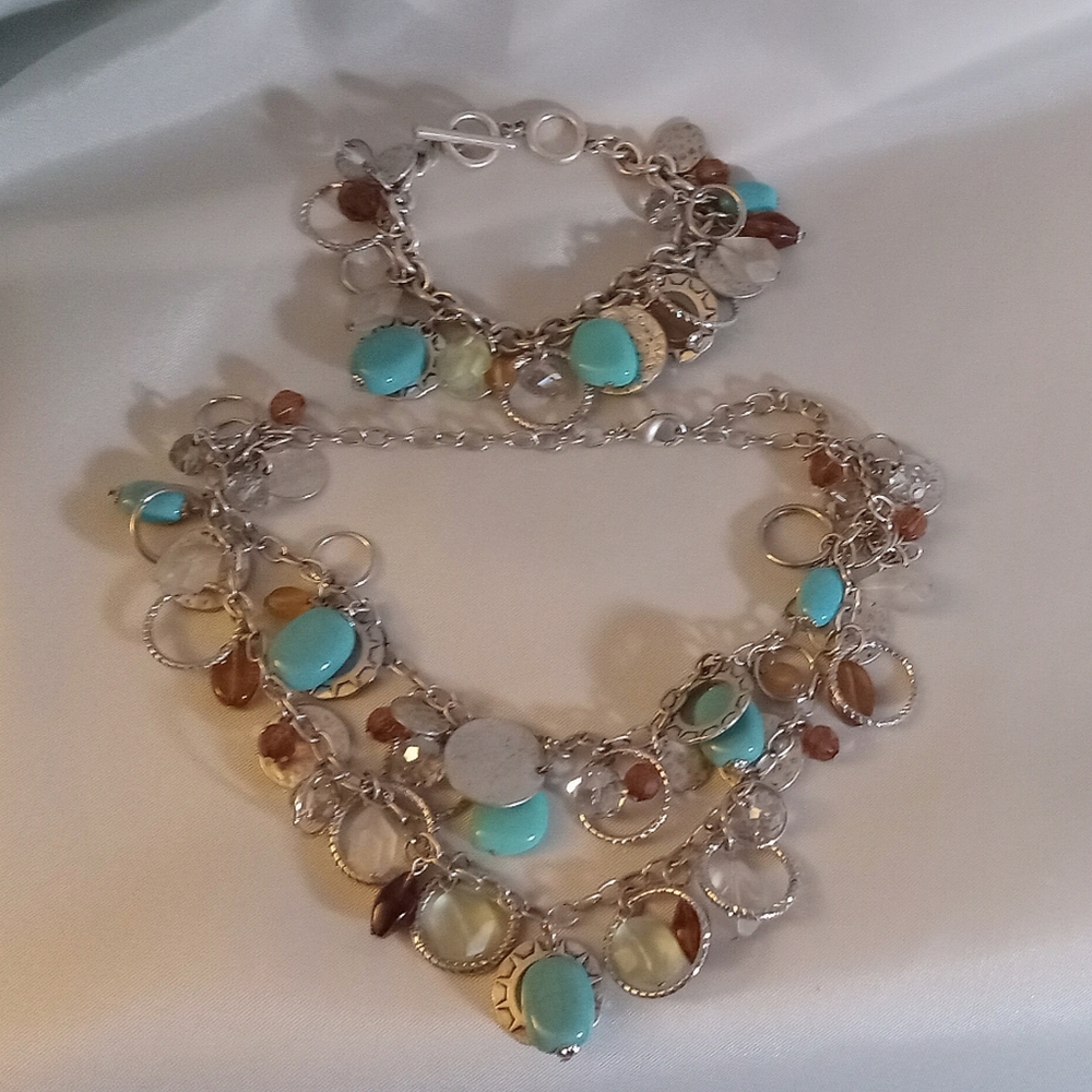 Necklace and Bracelet Set Chunky Boho Jewelry